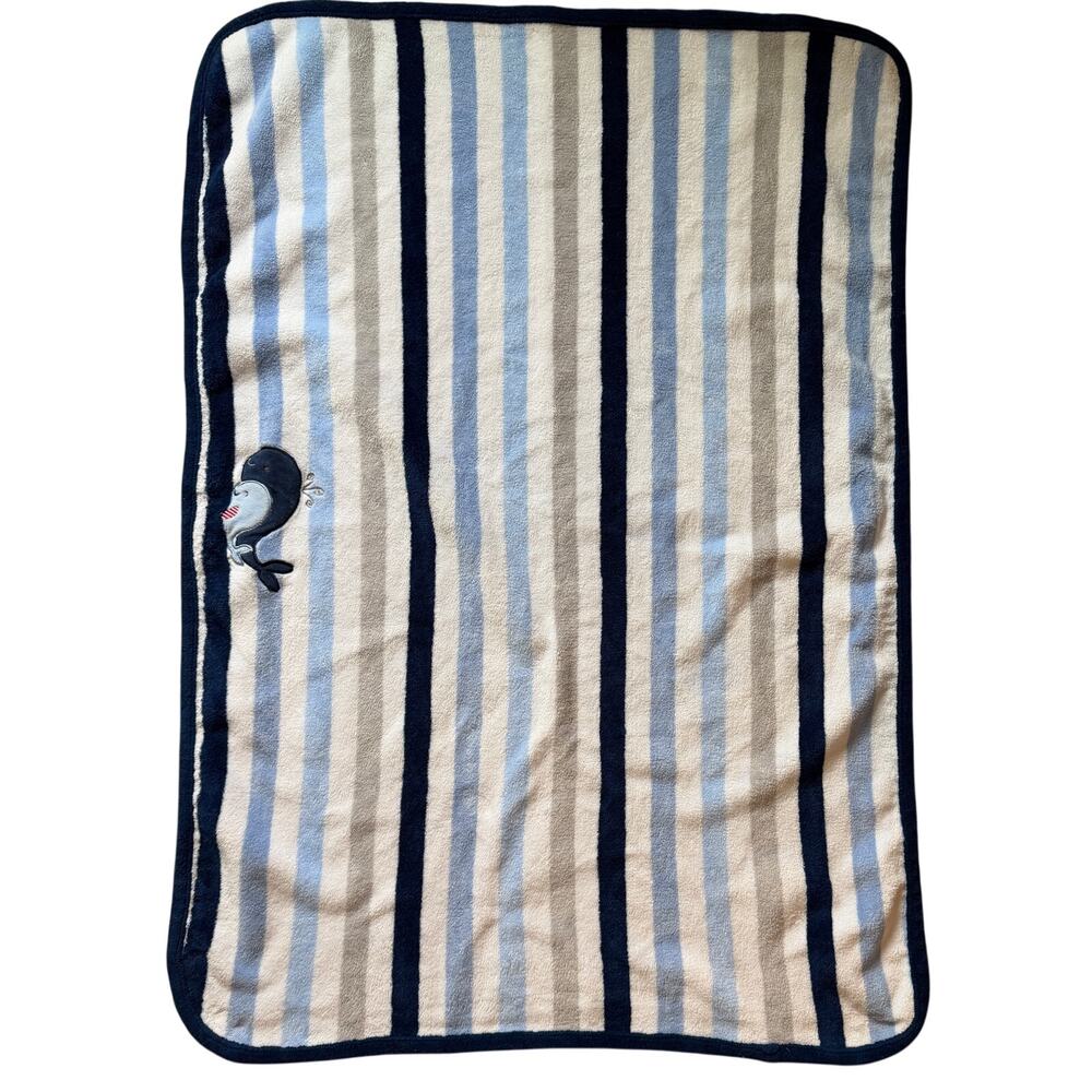 Parents Choice Walmart Blue Stripe Whale Mommy Baby Blanket Nautical Lovey